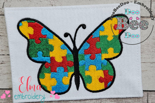 Autism Puzzle Butterfly - Fill Stitch