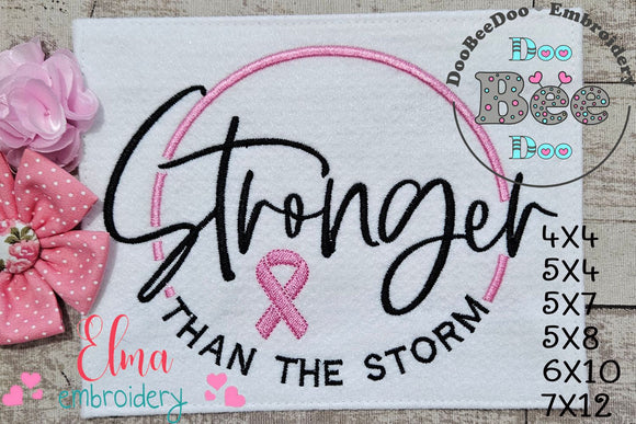 Stronger Than the Storm Pink Ribbon - Fill Stitch - Machine Embroidery Design