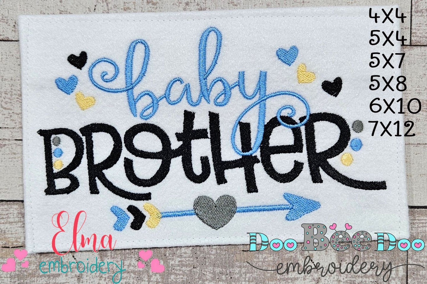 Baby Brother Arrow and Hearts - Fill Stitch - Machine Embroidery Design