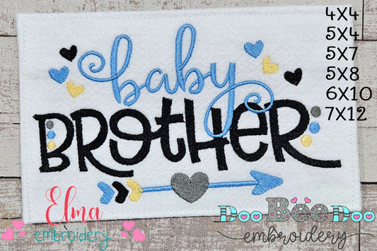 Baby Brother Arrow and Hearts - Fill Stitch - Machine Embroidery Design
