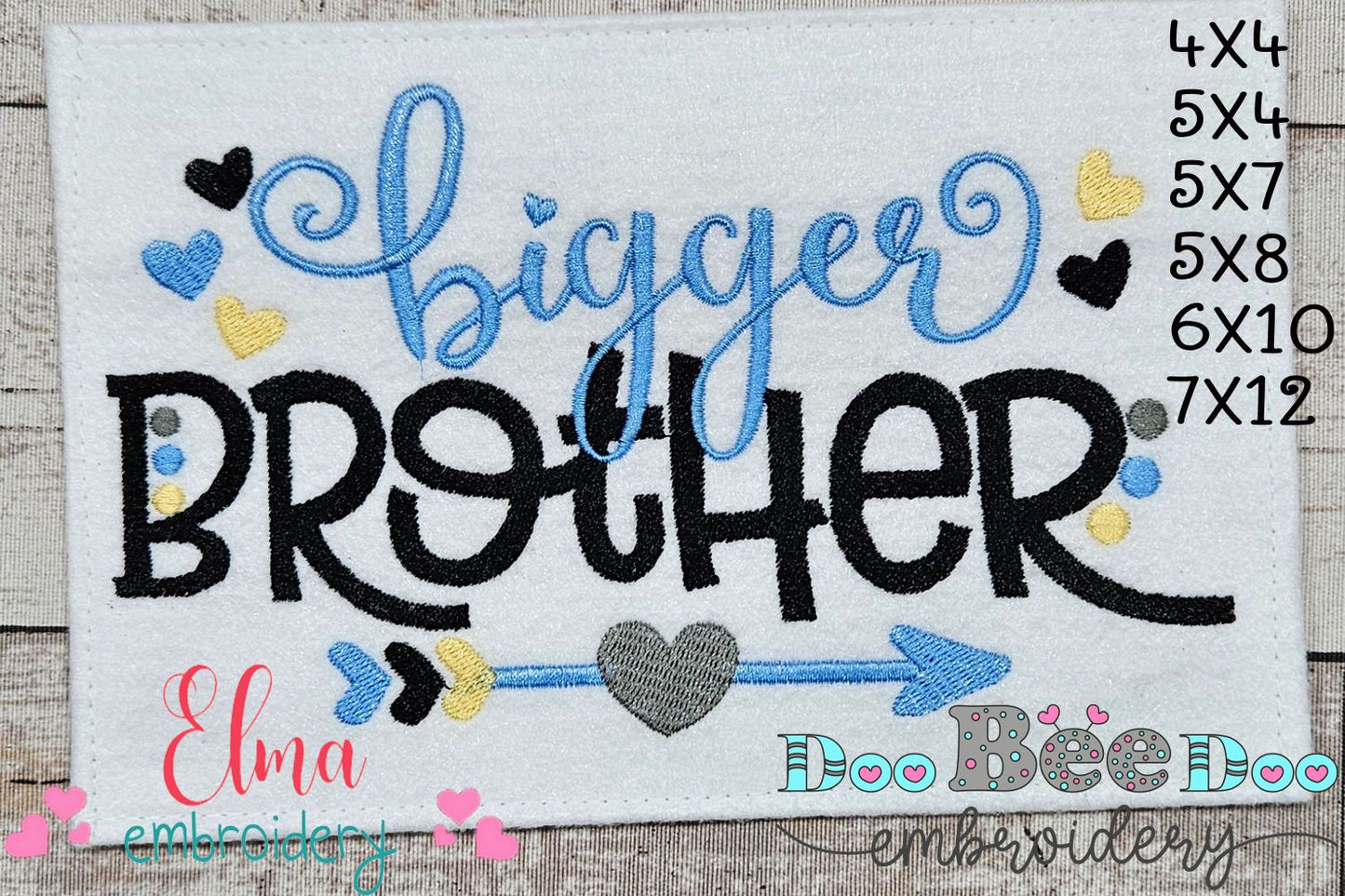 Bigger Brother Arrow and Hearts - Fill Stitch - Machine Embroidery Design