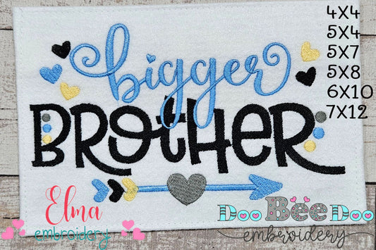Bigger Brother Arrow and Hearts - Fill Stitch - Machine Embroidery Design