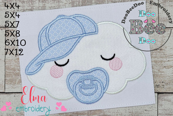 Sleepy Baby Cloud Boy - Applique - Machine Embroidery Design