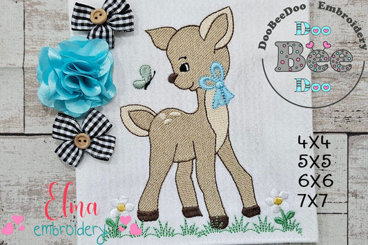 Cute Little Deer Boy - Fill Stitch - Machine Embroidery Design