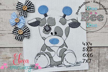 Ragged Giraffe Boy - Fill Stitch - Machine Embroidery Design