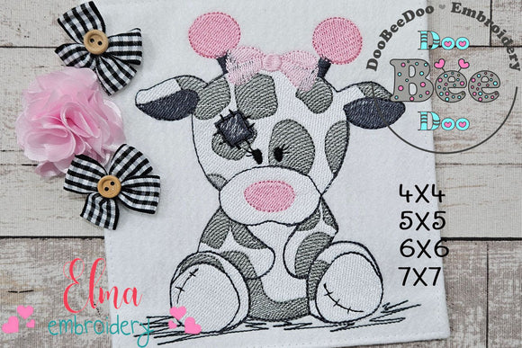 Ragged Giraffe Girl - Fill Stitch - Machine Embroidery Design