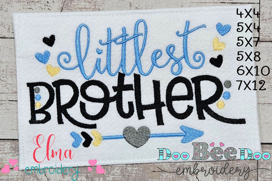 Littlest Brother Arrow and Hearts - Fill Stitch - Machine Embroidery Design