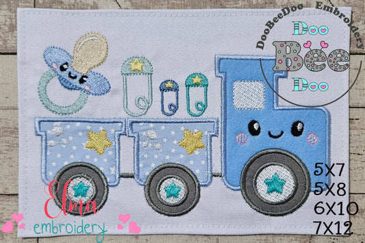Baby Boy Train - Applique - Machine Embroidery Design