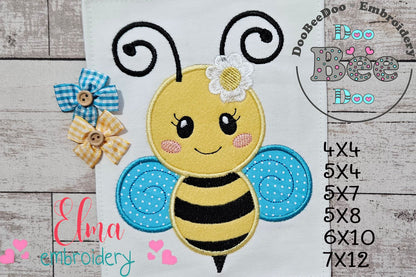 Cute Little Bee - Applique - Machine Embroidery Design