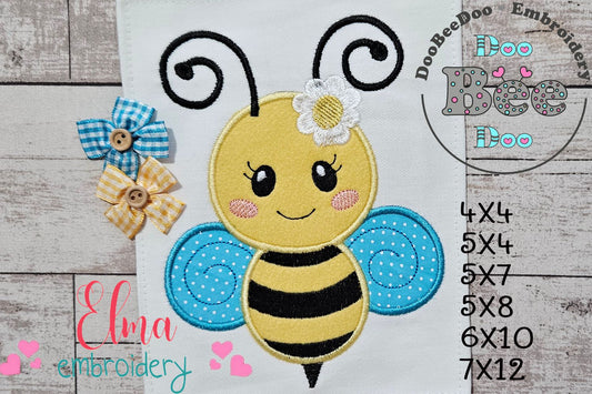 Cute Little Bee - Applique - Machine Embroidery Design