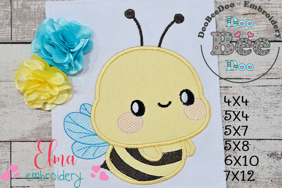 Cute Bumble Bee Boy - Applique - Machine Embroidery Design