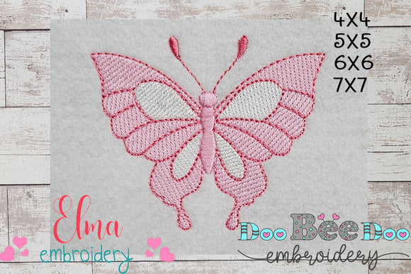 Delicate Butterfly - Rippled Stitch - Machine Embroidery Design