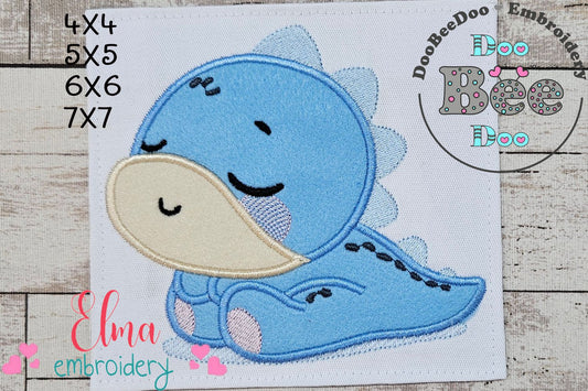 Baby Dinosaur Boy Sleeping - Applique - Machine Embroidery Design