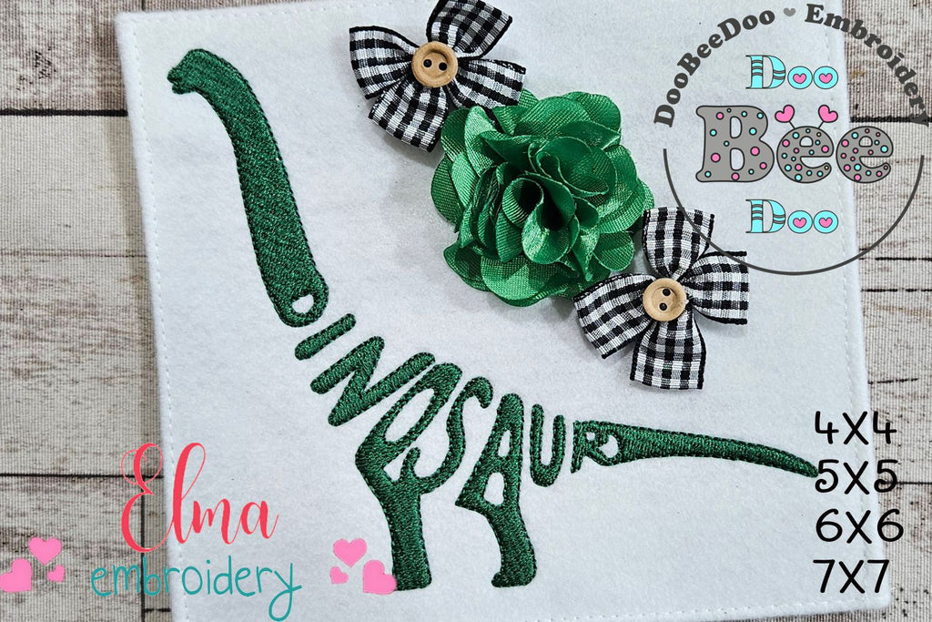 Dinosaur Wordart - Fill Stitch - Machine Embroidery Design