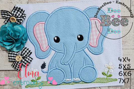 Baby Elephant Boy - Applique - Machine Embroidery Design