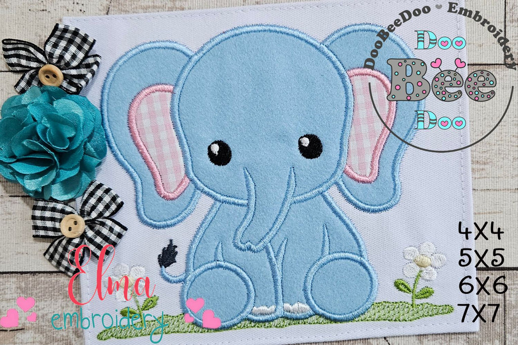 Baby Elephant Boy - Applique - Machine Embroidery Design