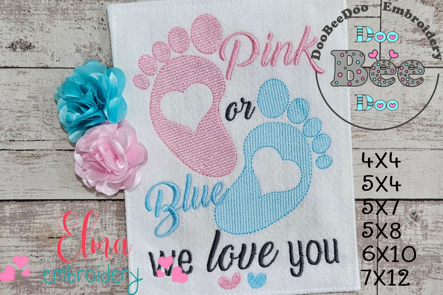 Pink or Blue We Love You - Fill Stitch - Machine Embroidery Design
