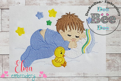Baby Boy Sleeping - Fill Stitch - Machine Embroidery Design