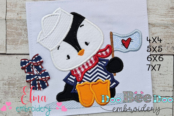 Sailor Penguin - Applique - Machine Embroidery Design