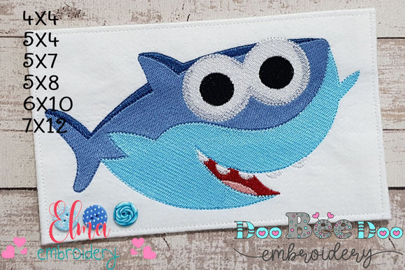 Cute Baby Shark - Fill Stitch - Machine Embroidery Design