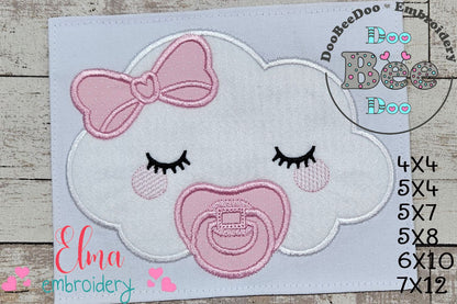 Sleepy Baby Cloud Girl - Applique - Machine Embroidery Design