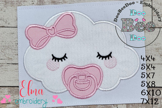 Sleepy Baby Cloud Girl - Applique - Machine Embroidery Design