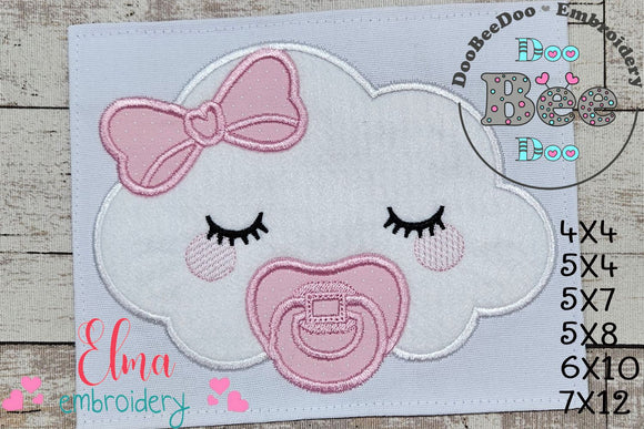 Sleepy Baby Cloud Girl - Applique - Machine Embroidery Design
