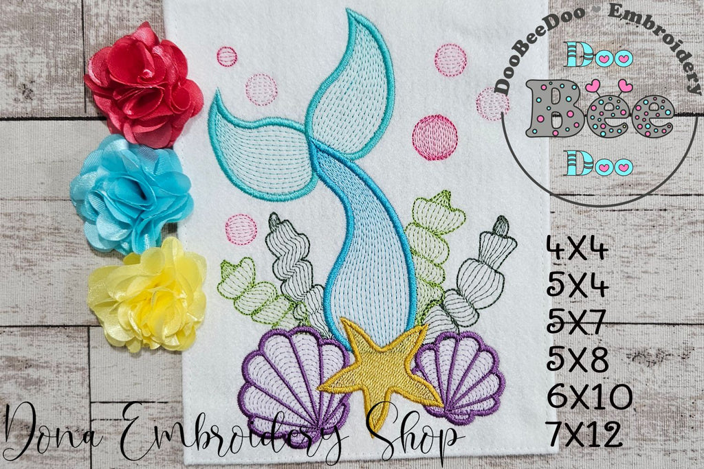 Mermaid Tail - Fill Stitch - Machine Embroidery Design