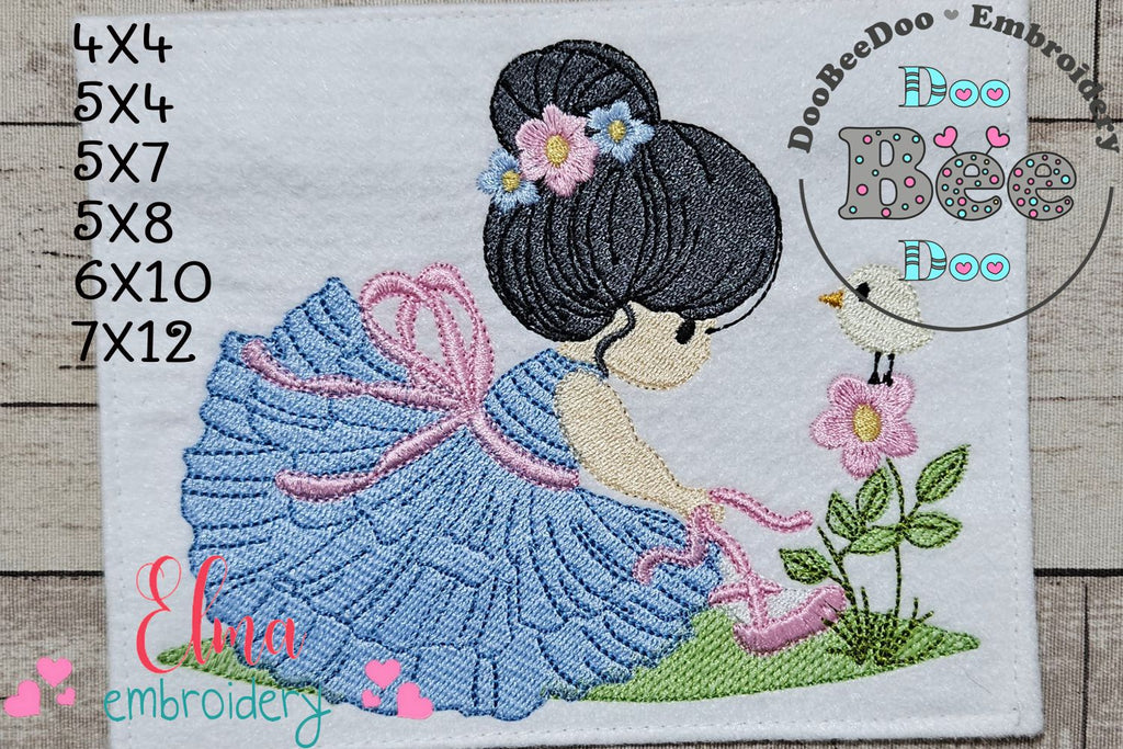 Cute Ballerina - Fill Stitch - Machine Embroidery Design