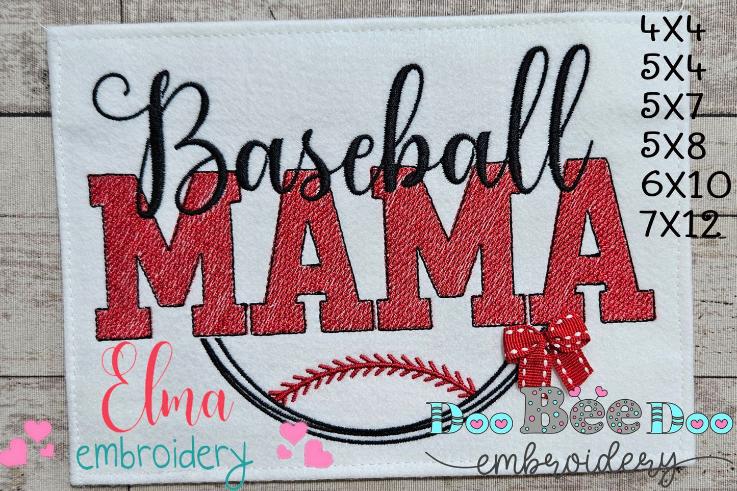 Baseball Mama - Sketch Stitch - Machine Embroidery Design