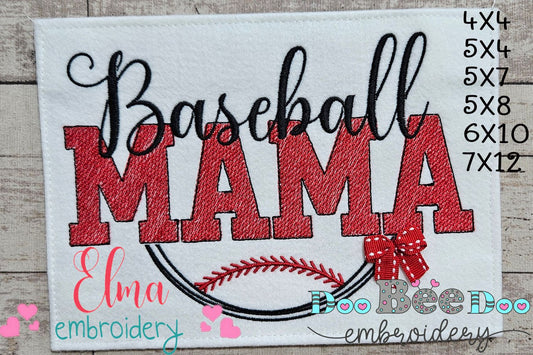Baseball Mama - Sketch Stitch - Machine Embroidery Design