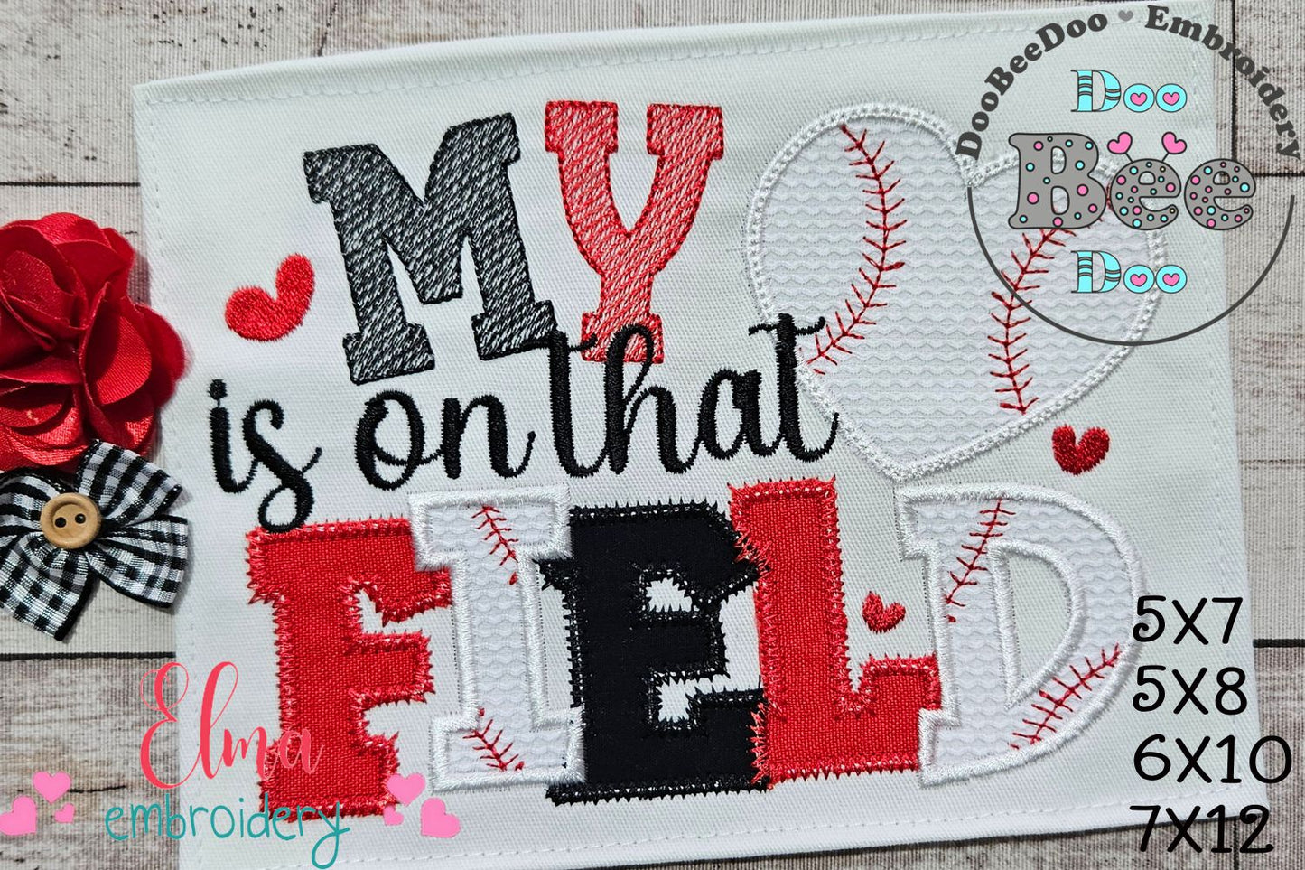 My Heart is on That Field - Applique - Machine Embroidery Design