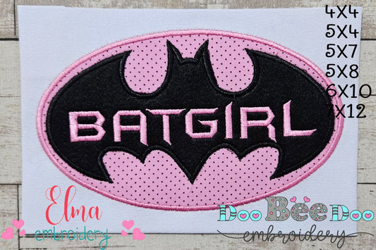Batgirl - Applique - Machine Embroidery Design