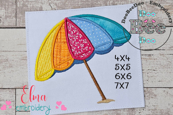 Summer Beach Umbrella - Applique - Machine Embroidery Design