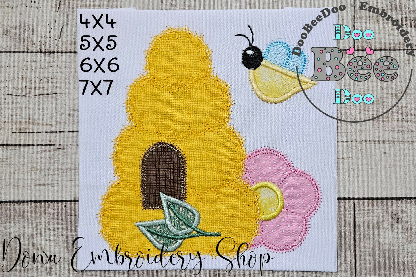 Bee House  - Applique - Machine Embroidery Design
