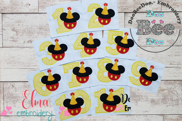 Mouse Ears Boy Birthday Numbers 1-11 Birthday Set Numbers - Applique
