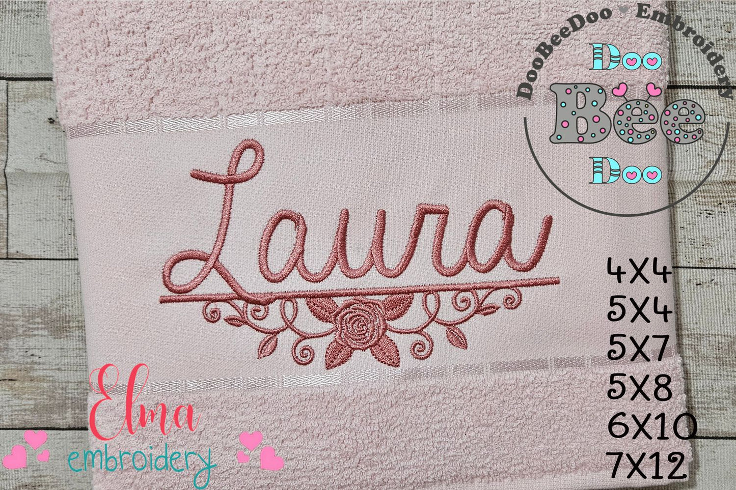 Flower Border for Names - Fill Stitch - Machine Embroidery Design