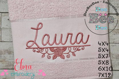 Flower Border for Names - Fill Stitch - Machine Embroidery Design