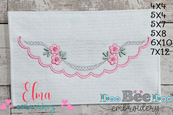 Flowers Delicate Border - Fill Stitch - Machine Embroidery Design