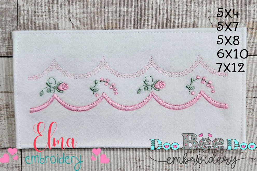 Cute Flowers Delicate Border - Fill Stitch - Machine Embroidery Design ...