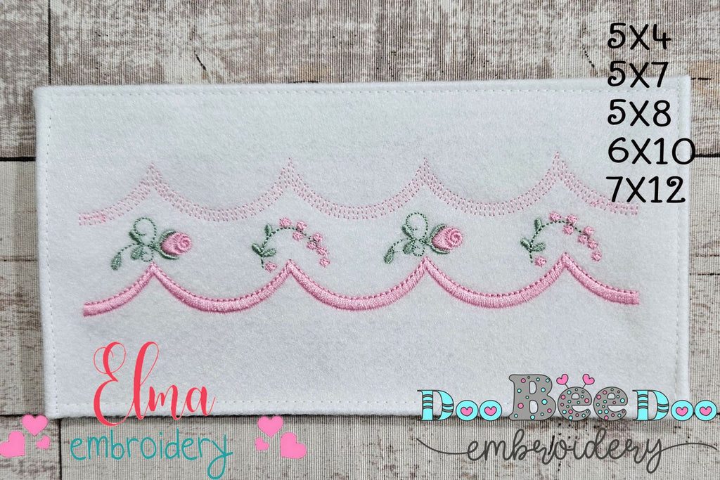 Cute Flowers Delicate Border - Fill Stitch - Machine Embroidery Design