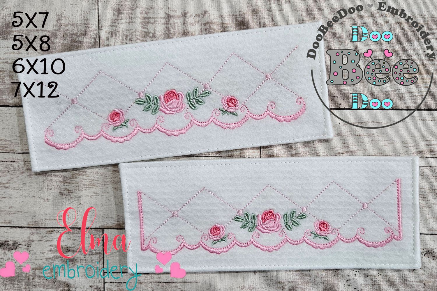 Flowers Delicate Border - Fill Stitch - Set of 2 Designs - Machine Emb ...