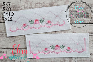 Flowers Delicate Border - Fill Stitch - Set of 2 Designs - Machine Embroidery Design