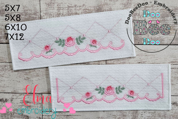 Flowers Delicate Border - Fill Stitch - Set of 2 Designs - Machine Embroidery Design