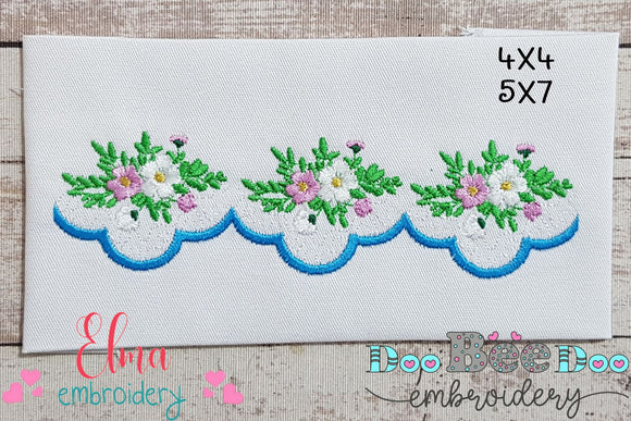 Little Flowers Delicate Border - Fill Stitch Embroidery