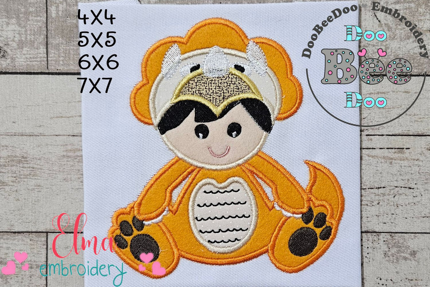 Little Boy Dinosaur - Applique - Machine Embroidery Design