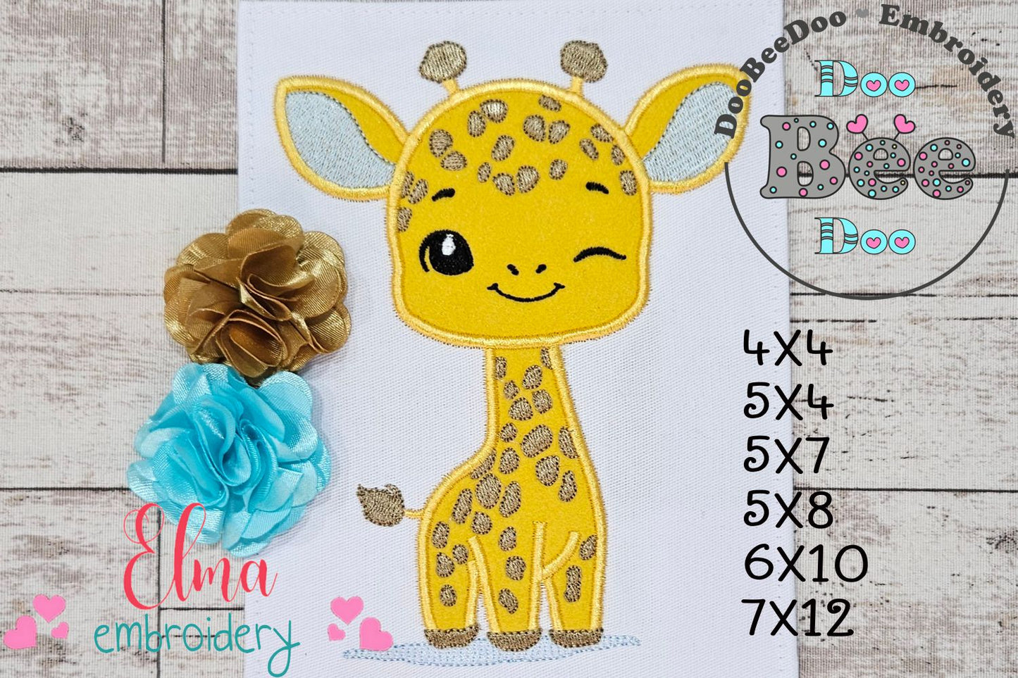 Giraffe Boy Blinking - Applique - Machine Embroidery Design