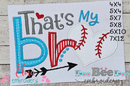 That's My Bro Baseball - Applique - Machine Embroidery Design