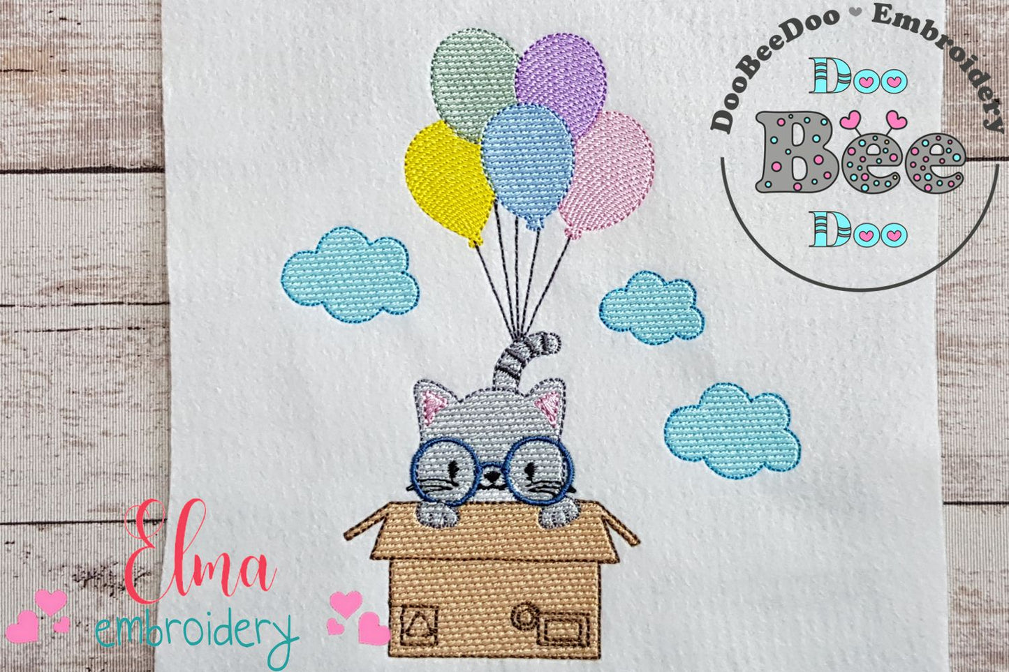 Cat Boy Flying in a Box - Fill Stitch