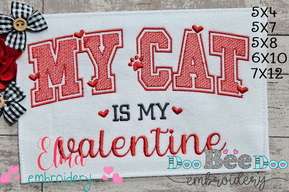 My Cat is my Valentine - Rippled Stitch - Machine Embroidery Design